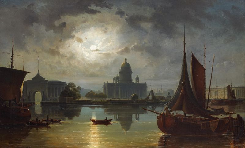 Saint Petersburg in Moonlight, óleo de Joseph Andreas Weiss