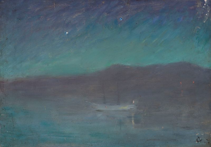 Yalta – night, óleo sobre lienzo de Jan Ciągliński, que representa la luz de la luna sobre el Mar Negro.