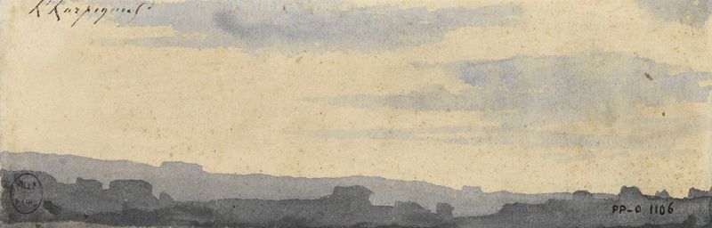 Paisaje de un cielo con nubes, pintura al óleo de Henri-Joseph Harpignies