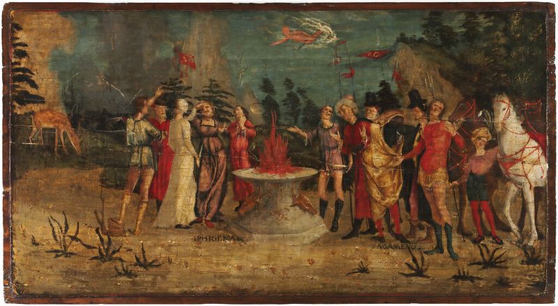 O Sacrifício de Ifigênia, óleo sobre painel de Niccolò Giolfino