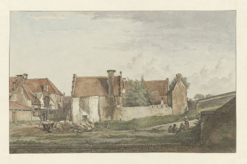 Landscape of a street with houses in 1809, oil on canvas by Wybrand Hendriks