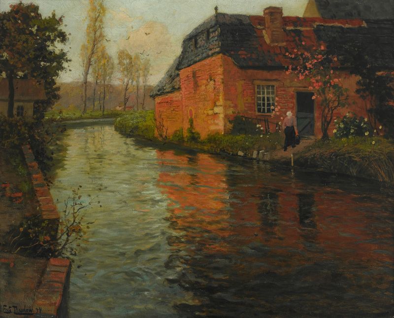 Uma vista do rio La Varenne, pintura a óleo de Frits Thaulow