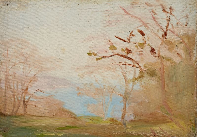 Yalta (Primavera) de Jan Ciągliński, óleo sobre tela, retratando ondas suaves e uma praia tranquila.