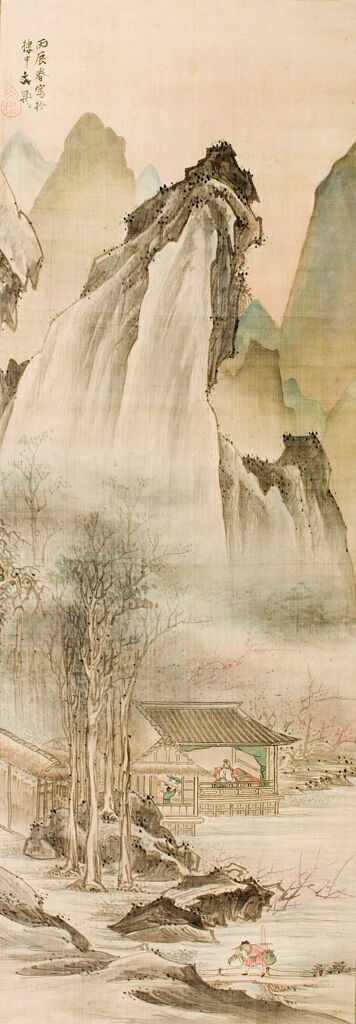 Seated Scholar in a Misty Landscape, silk by Tani Bunchō