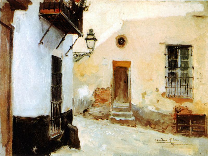Arquitetura em A Corner of Granada de Cecilio Plá y Gallardo, obra de realismo.