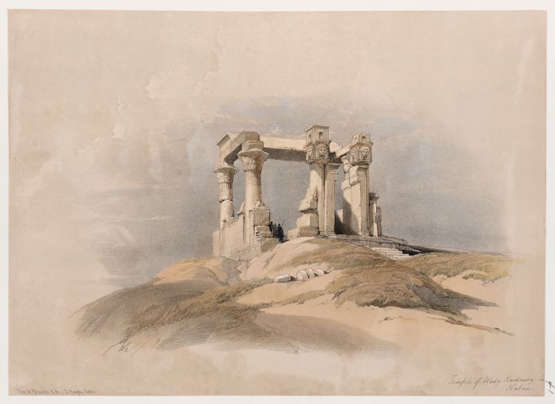 Templo de Wady Kardassy, óleo sobre lienzo de David Roberts