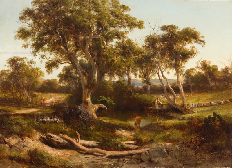 Sheep wash in the western district by Louis Buvelot, realism