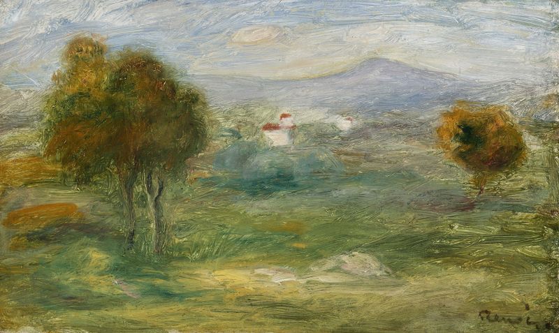 Landscape with houses in Cagnes-sur-Mer, oil on canvas by Pierre-Auguste Renoir