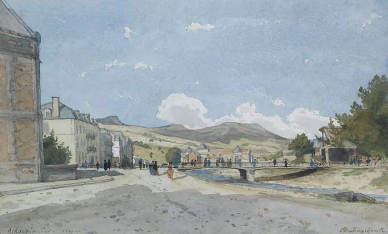 La Bourboule de Henri-Joseph Harpignies, impresionismo, paisaje con follaje y cielo