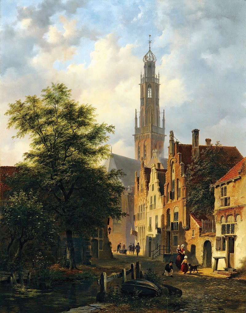 Bakenesserkerk visto da Valkestraat, óleo de Bartholomeus Johannes van Hove