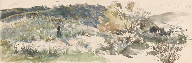 Duinlandschap by Jan Hoynck van Papendrecht, oil on canvas depicting soft dunes and a pastel sky.
