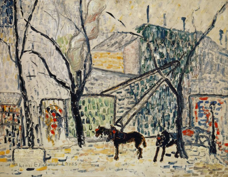 Boulevard de Henri-Edmond Cross, óleo sobre tela mostrando figuras passeando sob a luz do sol