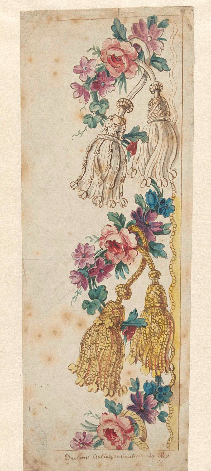 Design para uma borda bordada de Charles Germain de Saint-Aubin, tinta sobre papel