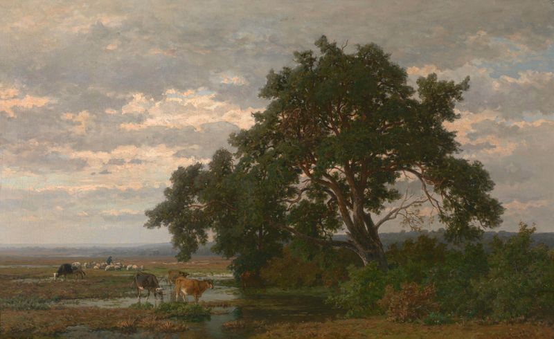 Moorland Landscape by Frans Keelhoff, oil painting depicting a serene natural landscape.