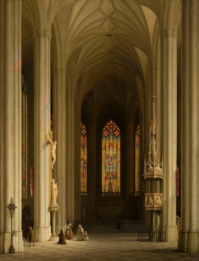 Interior de iglesia gótica de Max Emanuel Ainmiller, medio desconocido