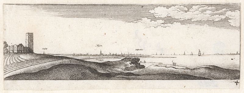 Zuiderzee met gezicht op Amsterdam, Weesp en Muiden, gravura de Wenceslaus Hollar