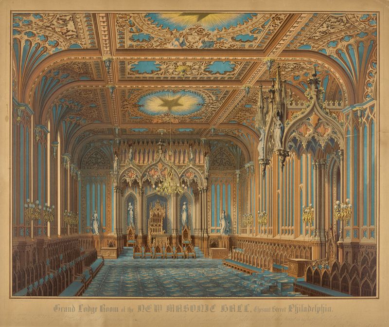 Interior da Sala do Grande Lodge, óleo sobre tela de Max Rosenthal
