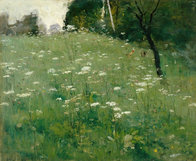 Botanical scene with vibrant flowers in an impressionist style by Franz Xaver Gräßel