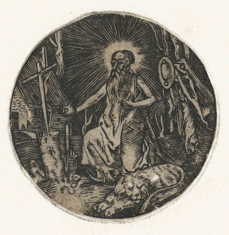 Gravura de São Jerônimo estudando na natureza por Albrecht Dürer
