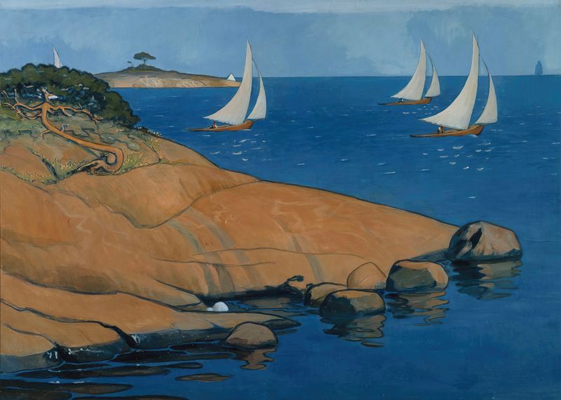 Archipelago View by Venny Soldan-Brofeldt, oil on canvas depicting tranquil waters and horizon.