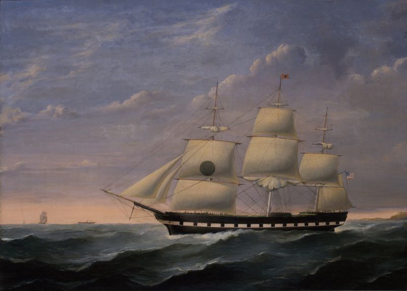 Paisaje con cielo azul y tonos terrosos de William Marsh, pintura al óleo
