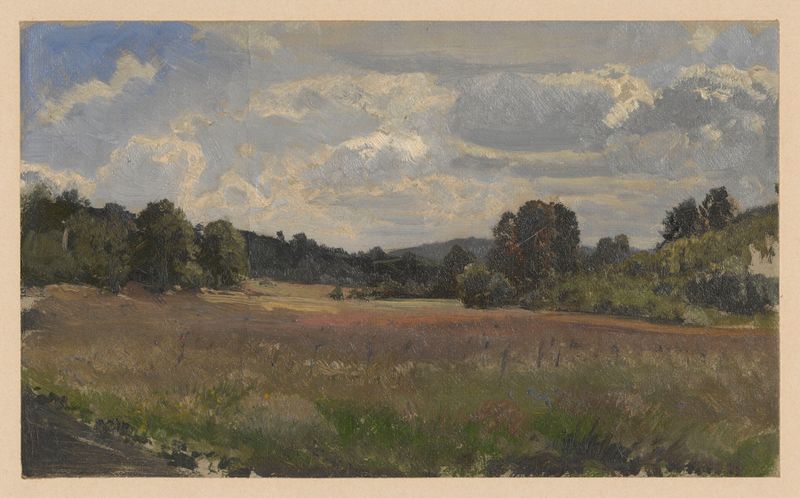 Paisaje con un prado y flores silvestres de Adolf Dressler, pintura al óleo