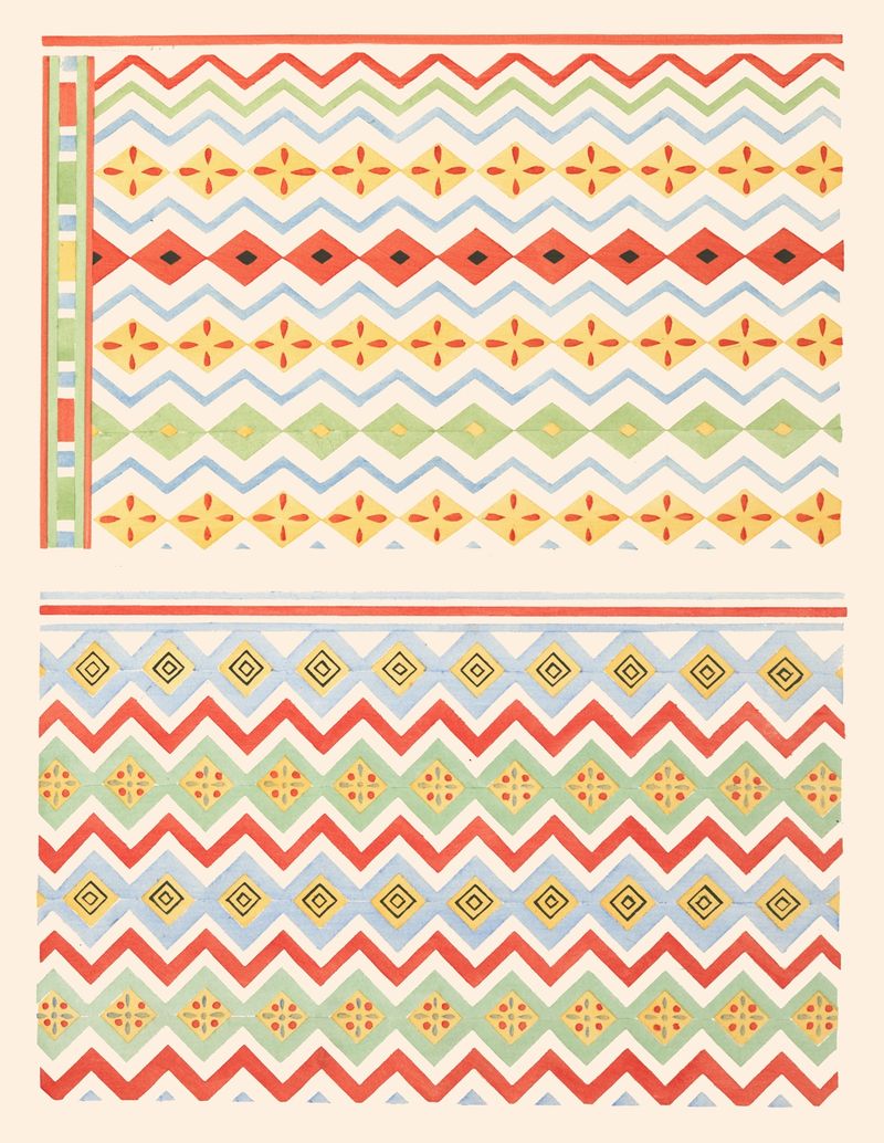 Abstract artwork by Gustave Jéquier, 1911, featuring vibrant hues and intricate patterns.