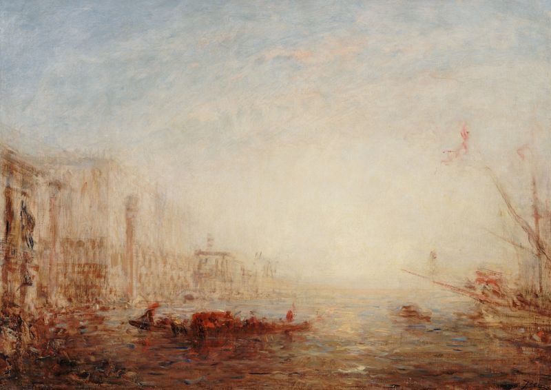 Pintura a óleo de Félix Ziem mostrando o Grande Canal em Veneza ao amanhecer.