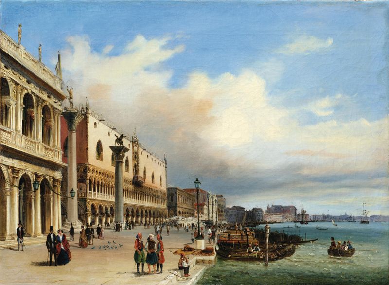 Venice landscape with the Doge’s Palace, oil on canvas by Giovanni Grubas