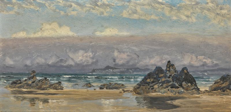 Marine scene of Newquay, Cornwall by John Brett, oil painting