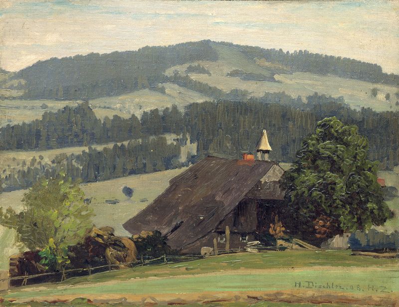 Landscape of Ospelehof Farm in Hinterzarten by Hermann Dischler, impressionism