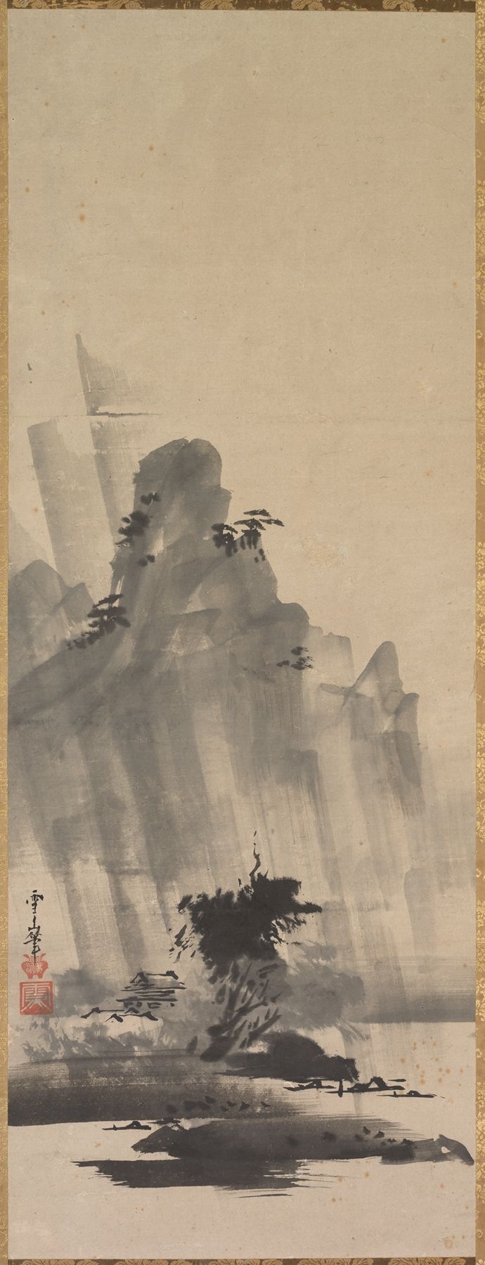 Montanha e Rio na Tempestade de Hirowatari Setsuzan, estilo Ukiyo-e