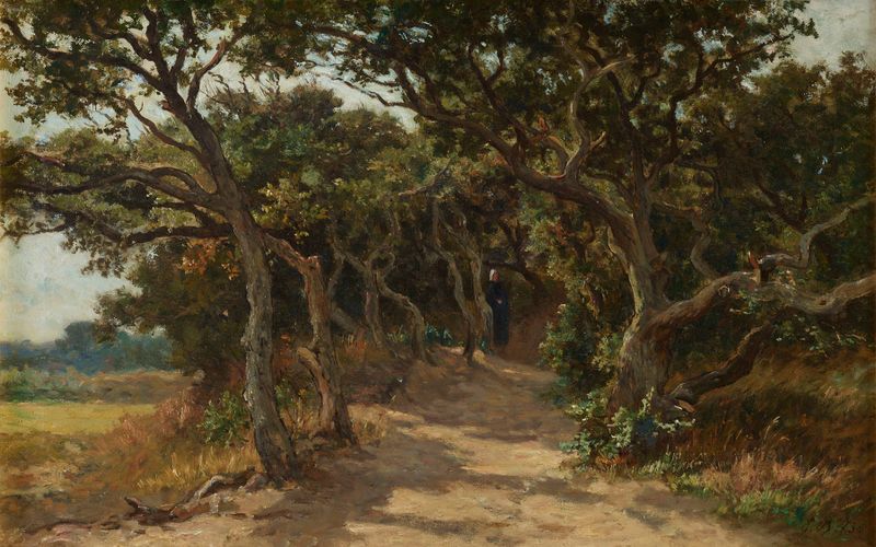 Landscape of Duinenbosjes in Domburg-Walcheren, oil on canvas by Euphrosine Beernaert