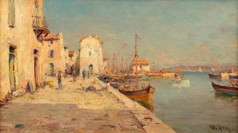 Vue du port de Martigues by Henry Malfroy, impressionism, depicting a harbor with sunlight on water.