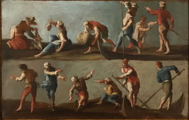 Estudos de figura em óleo sobre tela de um artista não identificado
