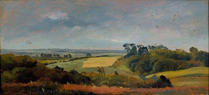 Landscape oil painting by Johan Thomas Lundbye depicting sunlight on water