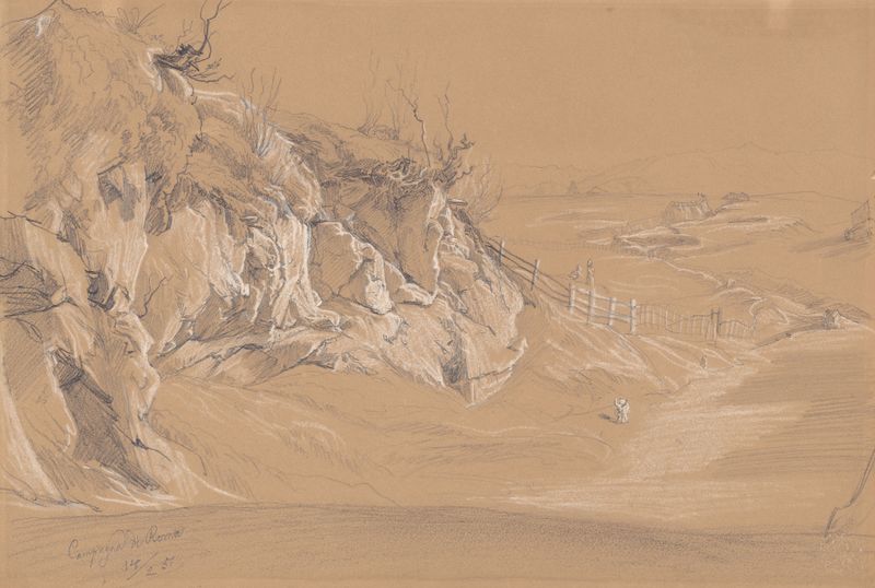 Paisagem de Campagna di Roma de Julius Jacob the Elder, óleo sobre tela