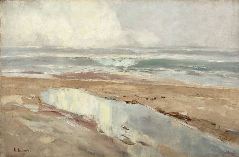 Pintura a óleo de Karl Hagemeister representando uma costa com ondas suaves.
