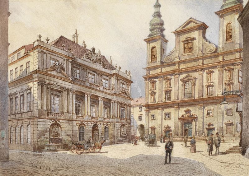 Architecture of Jesuit Church by Karl Wenzel Zajicek, oil painting