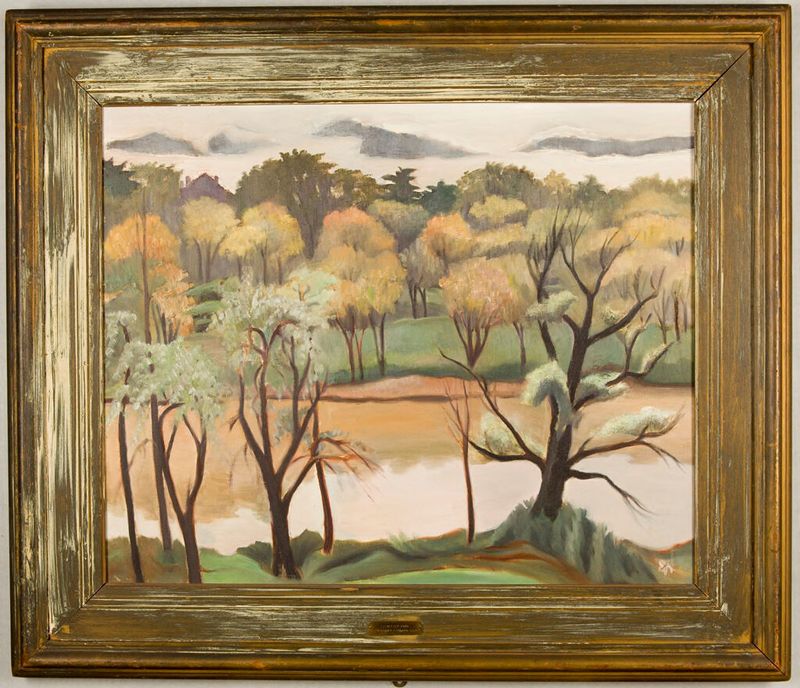 Charles River at Newton Lower Falls, óleo sobre lienzo de Marion Monks Chase