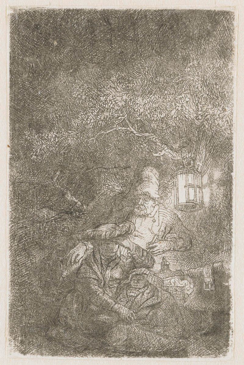 Pintura a óleo de Rembrandt van Rijn mostrando Maria segurando o menino Jesus em luz suave.