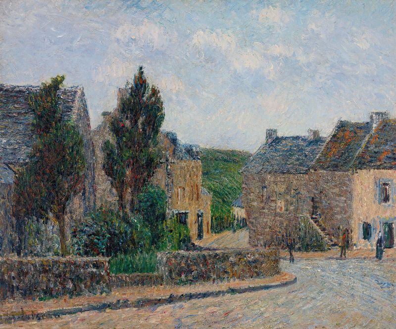 Rue À St. Lunaire de Gustave Loiseau, óleo sobre lienzo que muestra un camino sinuoso en la naturaleza.