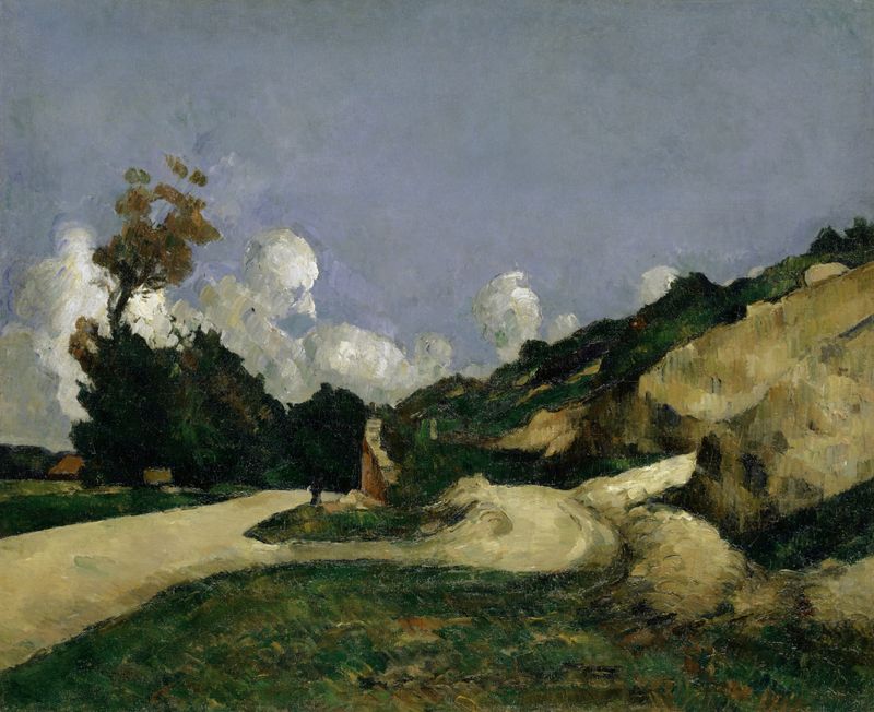 El Camino de Paul Cezanne, óleo sobre lienzo que representa un camino sinuoso en la naturaleza.