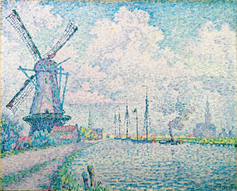 Canal of Overschie by Paul Signac, oil on canvas depicting a serene canal with sunlight and reflections.