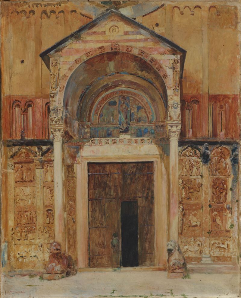 Óleo sobre lienzo de Joseph Lindon Smith que representa la entrada de S. Zeno en Verona