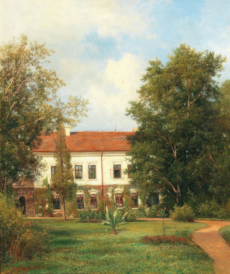 View of a castle in Bohemia, oil on canvas by Hugo Charlemont