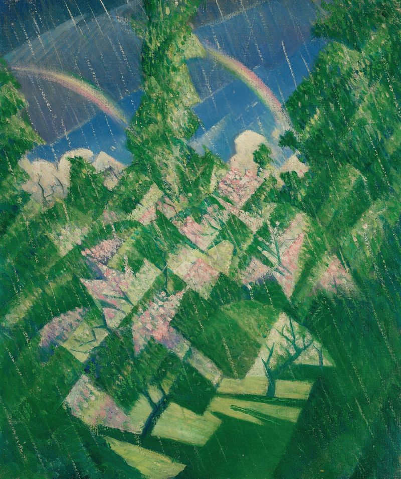 Botanical scene with spring flowers by Christopher R. W. Nevinson, oil painting