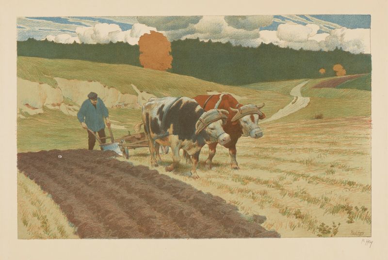 Realism artwork by Paul Hey depicting a ploughman in a field