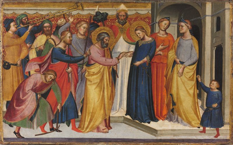 The Marriage of the Virgin, gold medium by Master of the Orcagnesque Misericordia