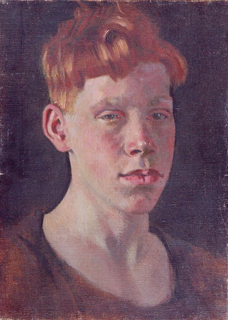 Retrato de un joven en una camisa negra, pintura al óleo de Denman Waldo Ross